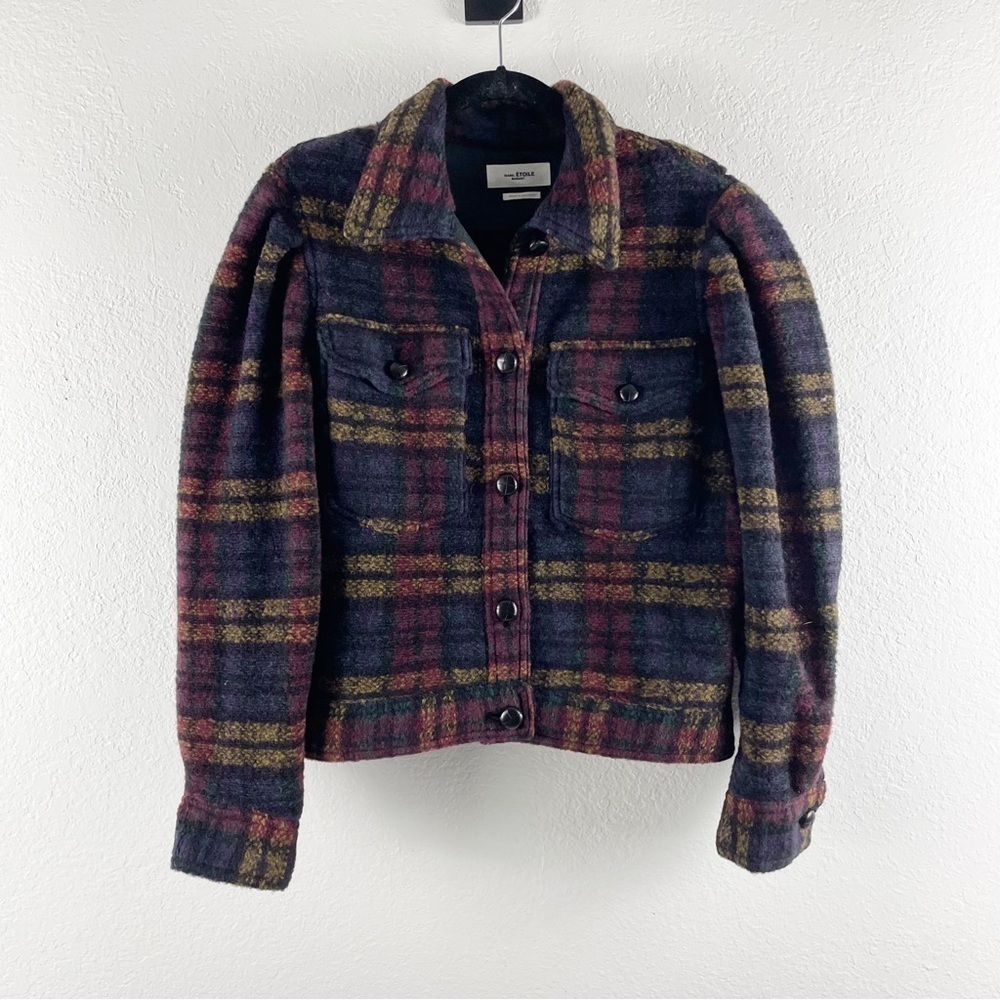 Isabel Marant Etoile Plaid Leiko Wool Short Jacket in Black Multi Small Casual - Picture 2 of 10